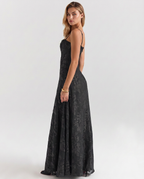EVIE | Corset Bodice Lurex Maxi Dress