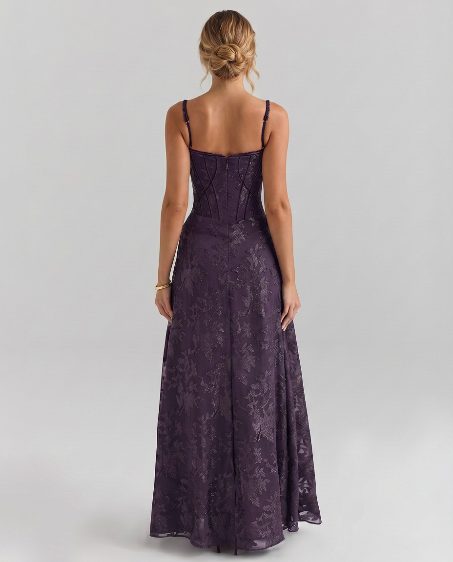 EVIE | Corset Bodice Lurex Maxi Dress
