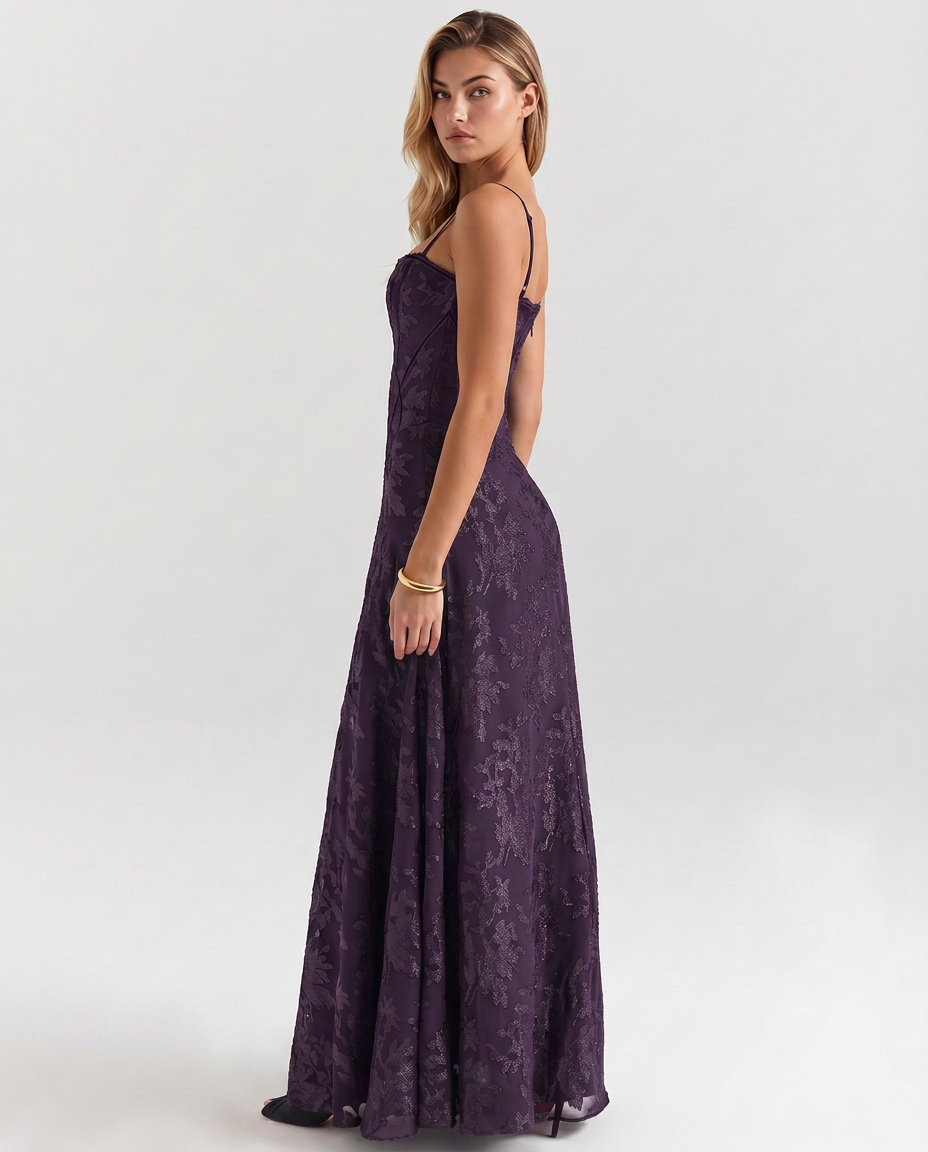 EVIE | Corset Bodice Lurex Maxi Dress