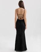 EVIE | Lace Floral Strappy Back Maxi Dress