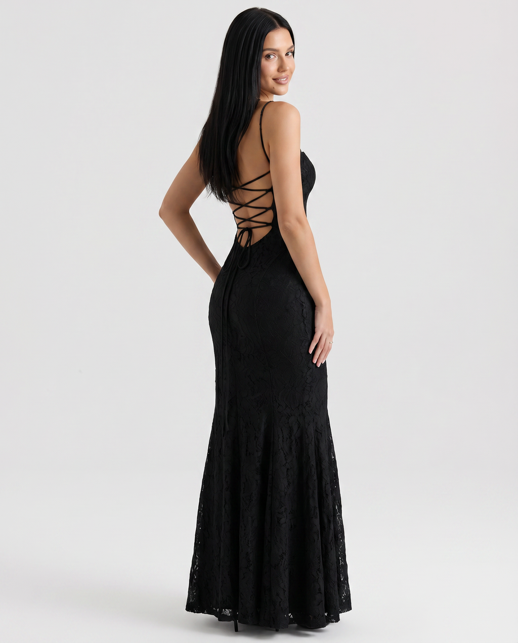 EVIE | Lace Floral Strappy Back Maxi Dress