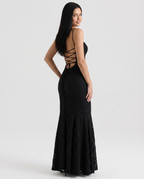 EVIE | Lace Floral Strappy Back Maxi Dress