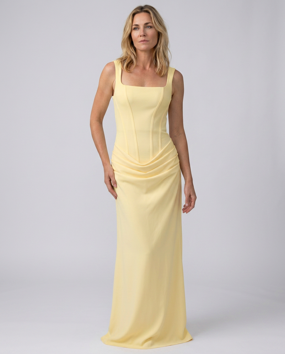 EVIE | Corset Draped Skirt Maxi Dress