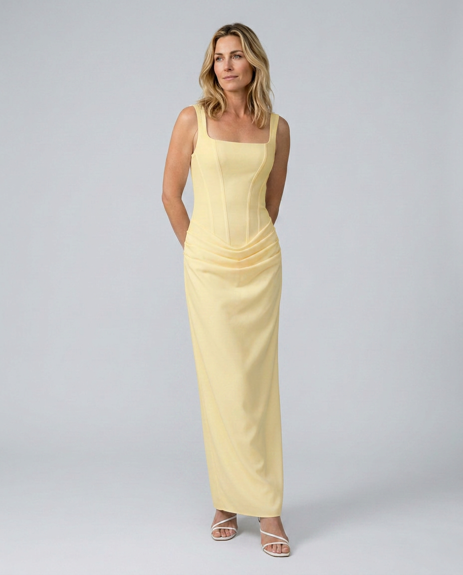 EVIE | Corset Draped Skirt Maxi Dress