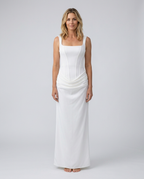 EVIE | Corset Draped Skirt Maxi Dress