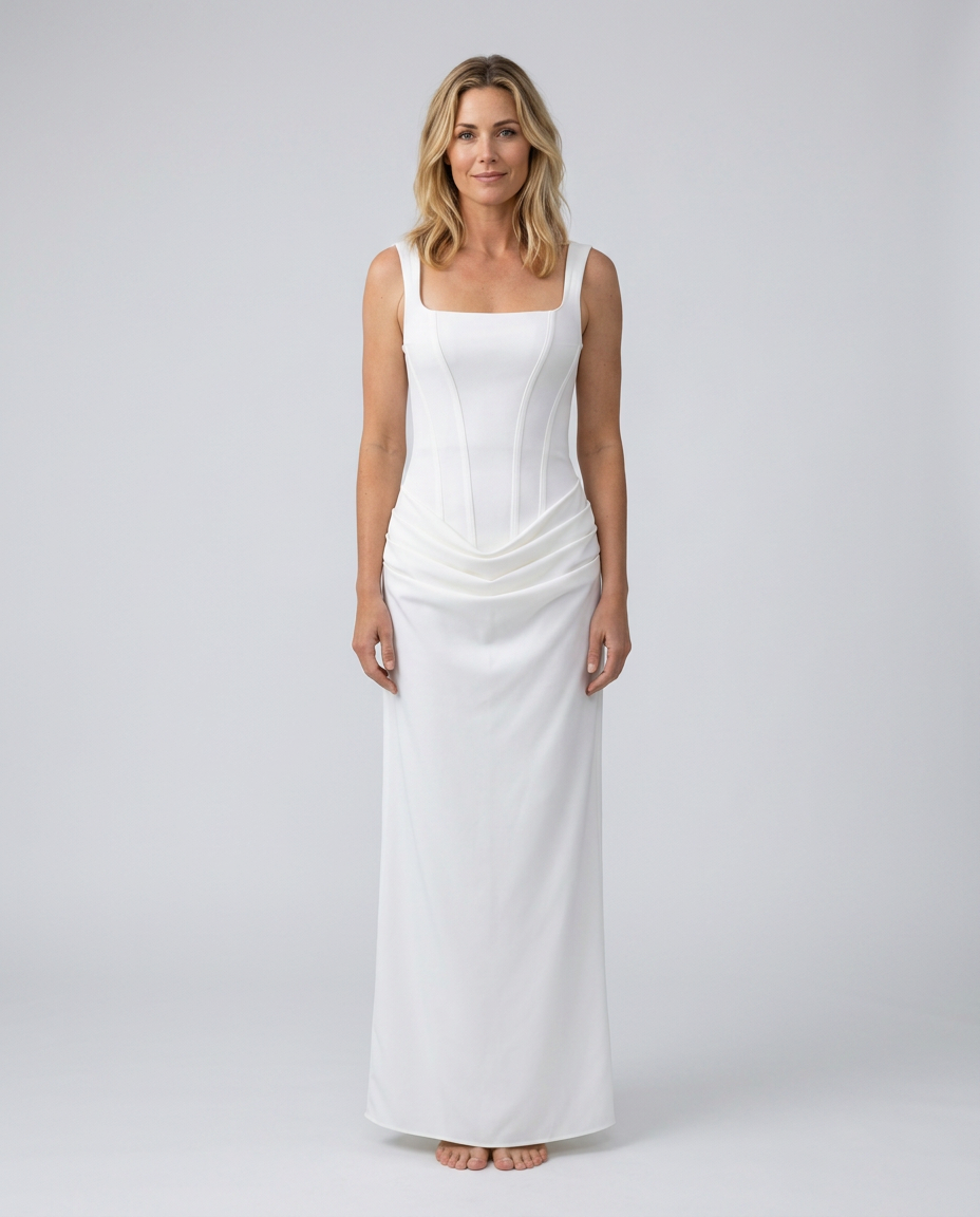 EVIE | Corset Draped Skirt Maxi Dress