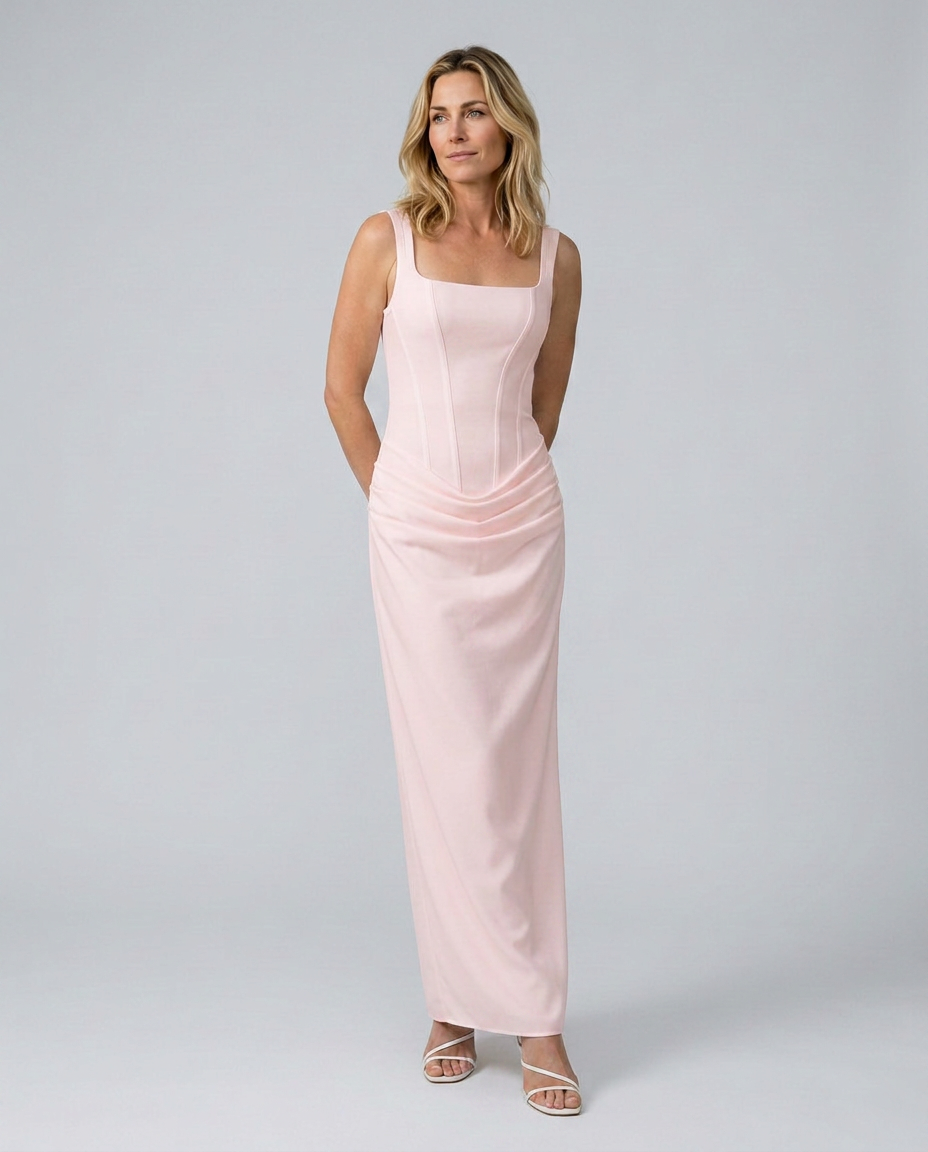 EVIE | Corset Draped Skirt Maxi Dress