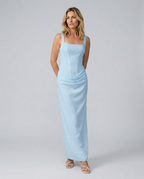 EVIE | Corset Draped Skirt Maxi Dress