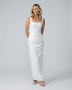 EVIE | Corset Draped Skirt Maxi Dress