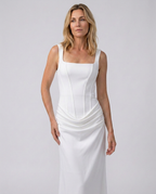 EVIE | Corset Draped Skirt Maxi Dress