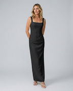 EVIE | Corset Draped Skirt Maxi Dress