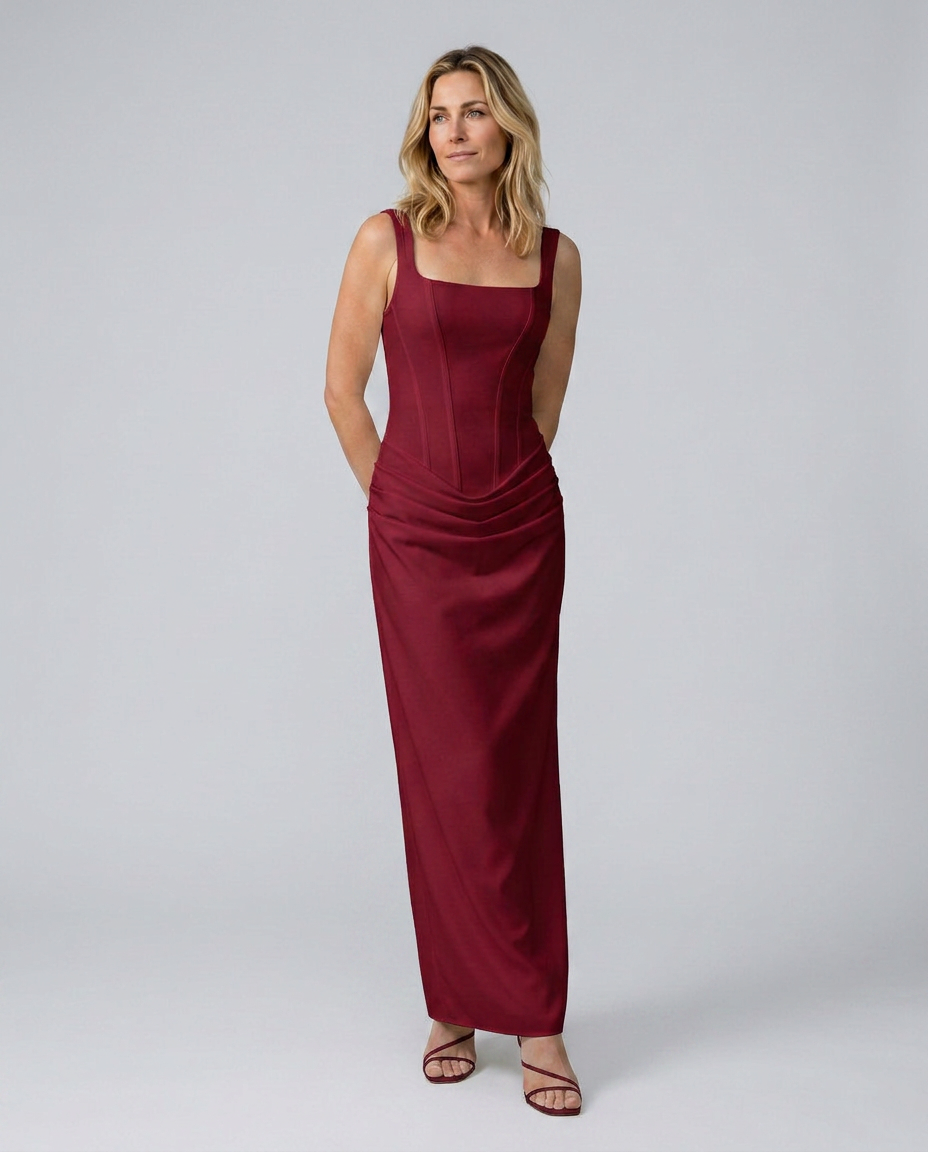 EVIE | Corset Draped Skirt Maxi Dress