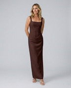 EVIE | Corset Draped Skirt Maxi Dress