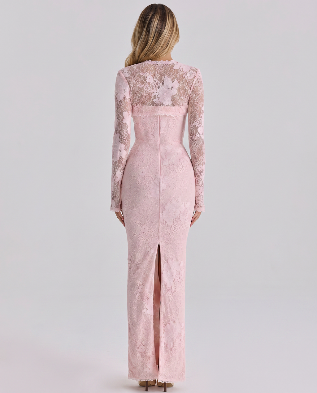 EVIE | Lace Overlay Corset Long Sleeve Maxi Dress