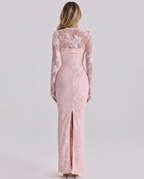 EVIE | Lace Overlay Corset Long Sleeve Maxi Dress