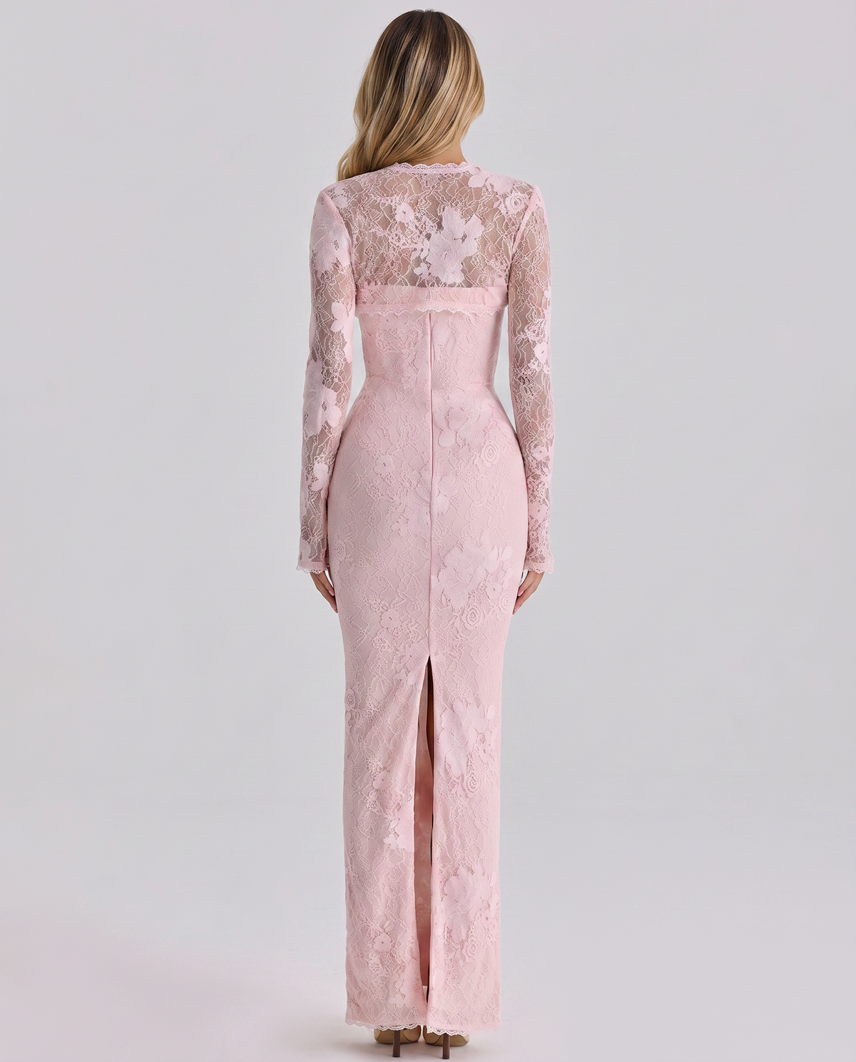 EVIE | Lace Overlay Corset Long Sleeve Maxi Dress