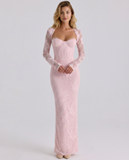 EVIE | Lace Overlay Corset Long Sleeve Maxi Dress