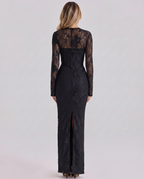 EVIE | Lace Overlay Corset Long Sleeve Maxi Dress