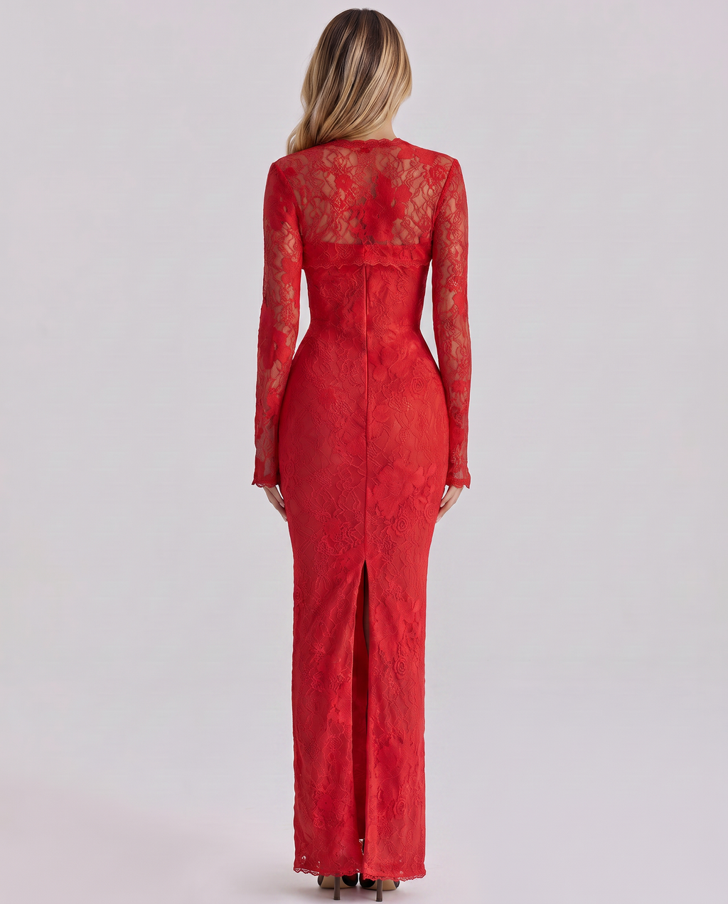 EVIE | Lace Overlay Corset Long Sleeve Maxi Dress