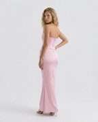 EVIE | Strapless Corset Draped Skirt Maxi Dress