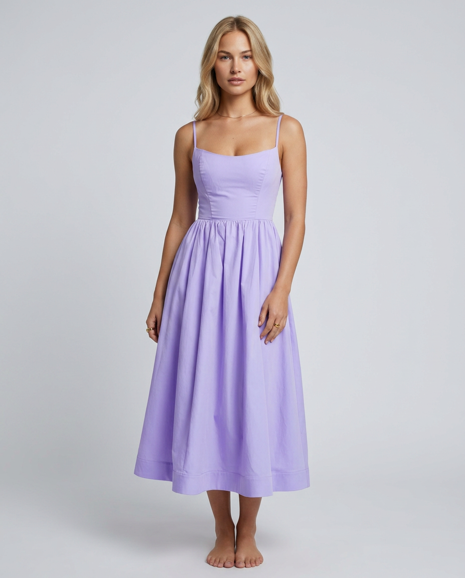 EVIE | Broderie Trim Corset Midi Dress