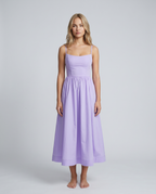 EVIE | Broderie Trim Corset Midi Dress