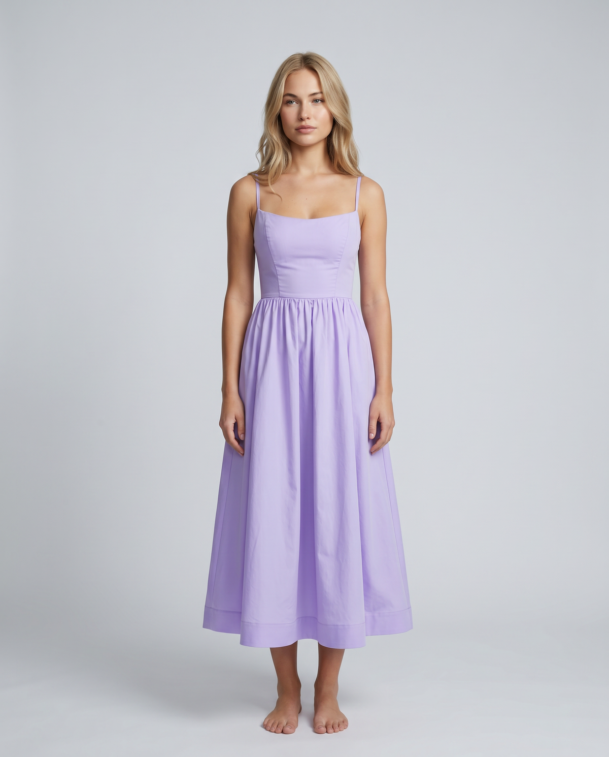 EVIE | Broderie Trim Corset Midi Dress