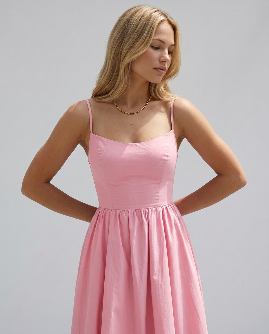 EVIE | Broderie Trim Corset Midi Dress