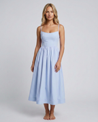EVIE | Broderie Trim Corset Midi Dress