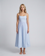 EVIE | Broderie Trim Corset Midi Dress
