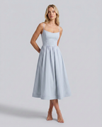 EVIE | Broderie Trim Corset Midi Dress