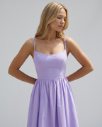 EVIE | Broderie Trim Corset Midi Dress