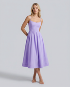 EVIE | Broderie Trim Corset Midi Dress