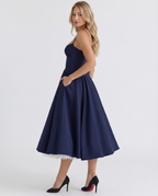 EVIE | Sweetheart Neck Pleated Tulle Midi Dress