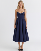 EVIE | Sweetheart Neck Pleated Tulle Midi Dress