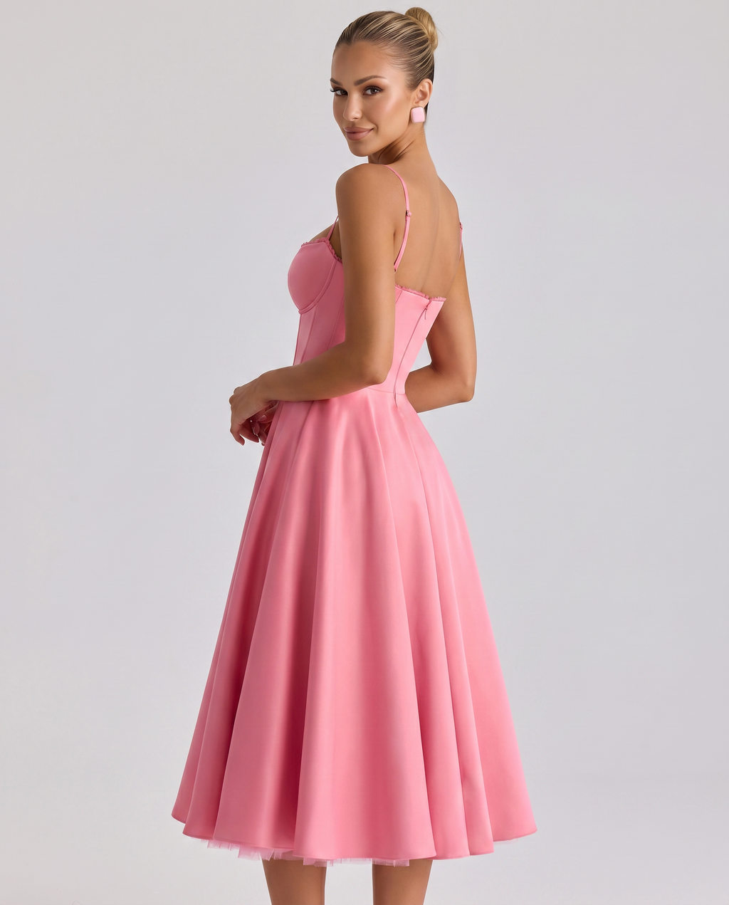 EVIE | Sweetheart Neck Pleated Tulle Midi Dress
