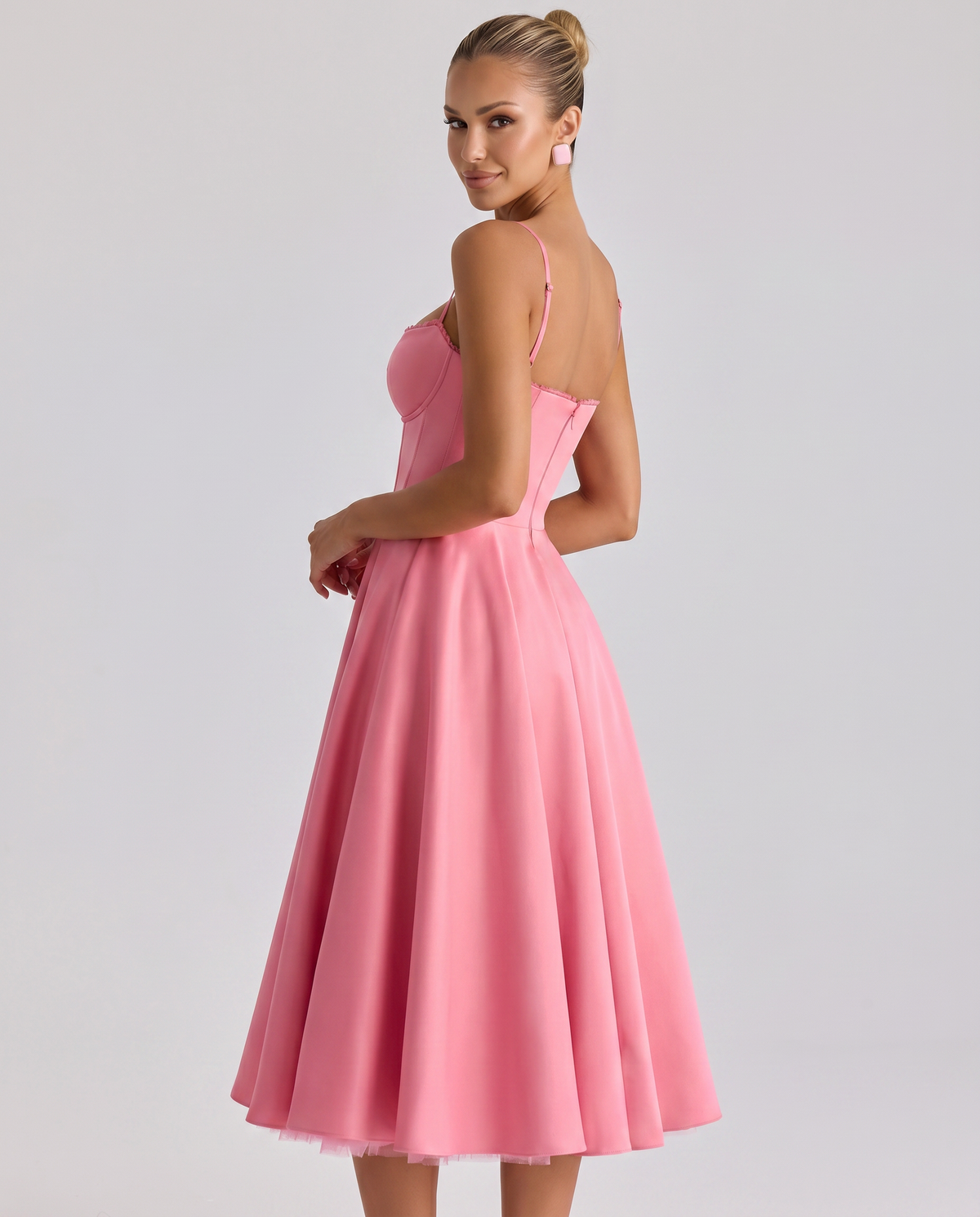 EVIE | Sweetheart Neck Pleated Tulle Midi Dress