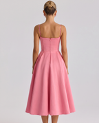 EVIE | Sweetheart Neck Pleated Tulle Midi Dress