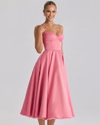 EVIE | Sweetheart Neck Pleated Tulle Midi Dress