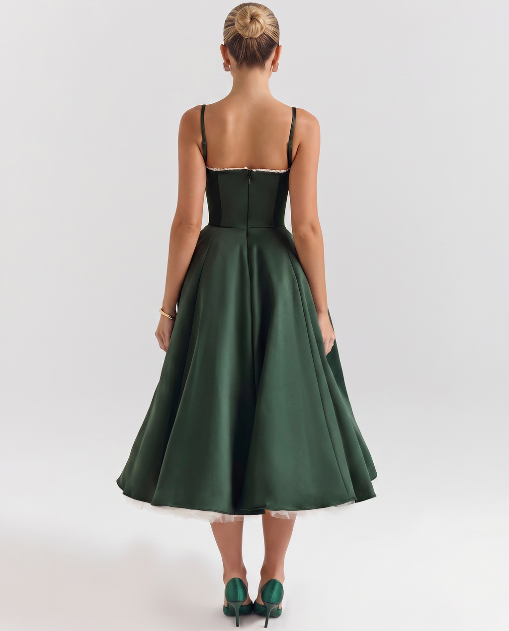 EVIE | Sweetheart Neck Pleated Tulle Midi Dress