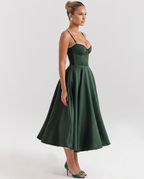 EVIE | Sweetheart Neck Pleated Tulle Midi Dress