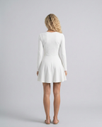 EVIE | Long Sleeve Draped Satin Mini Dress