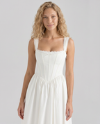 EVIE | Corset Bodice Lace Trim Midi Dress