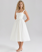EVIE | Corset Bodice Lace Trim Midi Dress