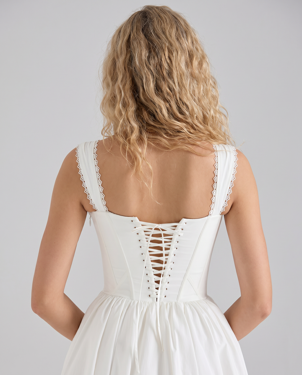 EVIE | Corset Bodice Lace Trim Midi Dress