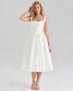 EVIE | Corset Bodice Lace Trim Midi Dress