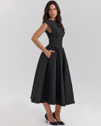 EVIE | Corset Open Back Tulle Midi Dress