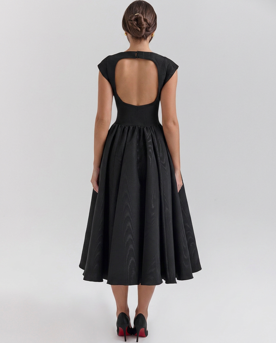 EVIE | Corset Open Back Tulle Midi Dress