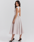 EVIE | Corset Open Back Tulle Midi Dress