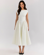 EVIE | Corset Open Back Tulle Midi Dress